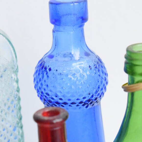 Antique Vintage Mini Color Glass Apothecary Bottles Rustic Farmhouse Decor - Picture 12 of 16